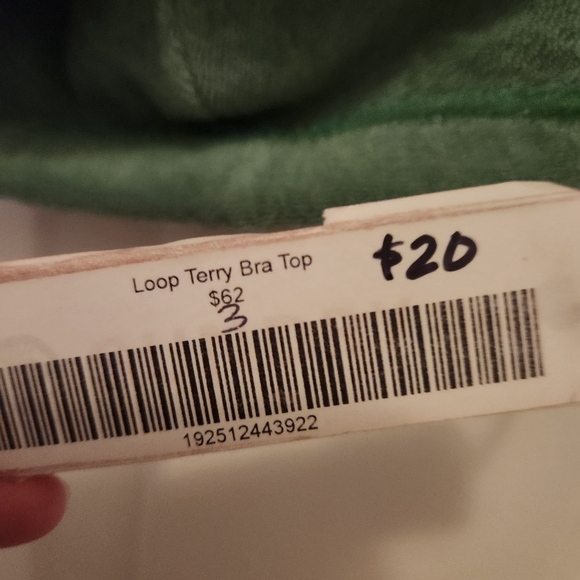 Sundry Green and White Loop Terry Bra Top NWT 3 - Picture 6 of 6